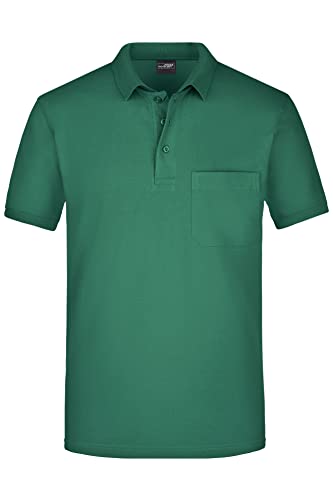 James & Nicholson Herren Piqué Polo mit Brusttasche - Hochwertiges Poloshirt für Beruf & Freizeit | Farbe: Dark-Green | Grösse: L von James & Nicholson