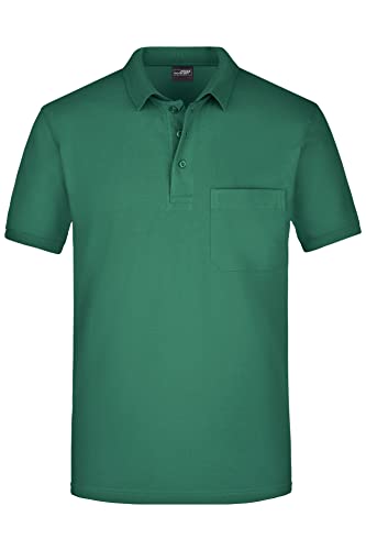 James & Nicholson Herren Piqué Polo mit Brusttasche - Hochwertiges Poloshirt für Beruf & Freizeit | Farbe: Dark-Green | Grösse: M von James & Nicholson