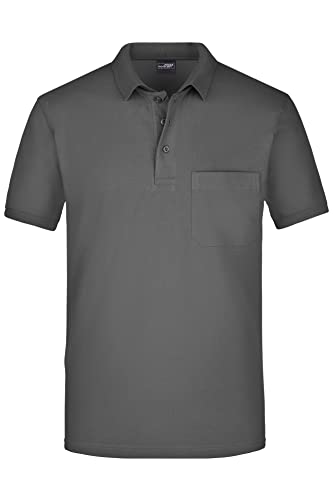 James & Nicholson Herren Piqué Polo mit Brusttasche - Hochwertiges Poloshirt für Beruf & Freizeit | Farbe: Graphite | Grösse: 3XL von James & Nicholson