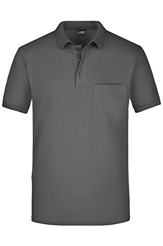 James & Nicholson Herren Piqué Polo mit Brusttasche - Hochwertiges Poloshirt für Beruf & Freizeit | Farbe: Graphite | Grösse: M von James & Nicholson