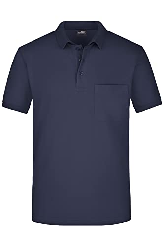 James & Nicholson Herren Piqué Polo mit Brusttasche - Hochwertiges Poloshirt für Beruf & Freizeit | Farbe: Navy | Grösse: L von James & Nicholson