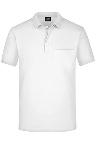 James & Nicholson Herren Piqué Polo mit Brusttasche - Hochwertiges Poloshirt für Beruf & Freizeit | Farbe: White | Grösse: XL von James & Nicholson