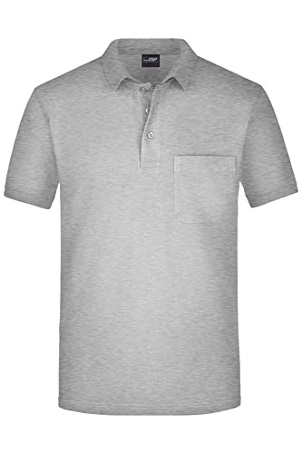 James & Nicholson Herren Piqué Polo mit Brusttasche - Hochwertiges Poloshirt für Beruf & Freizeit | Farbe: ash | Grösse: XL von James & Nicholson