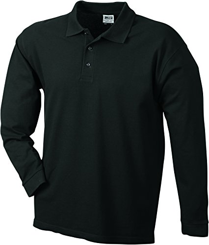 James & Nicholson Herren Polo-Piqué Long-Sleeved Poloshirt, Schwarz (Black), XX-Large von James & Nicholson