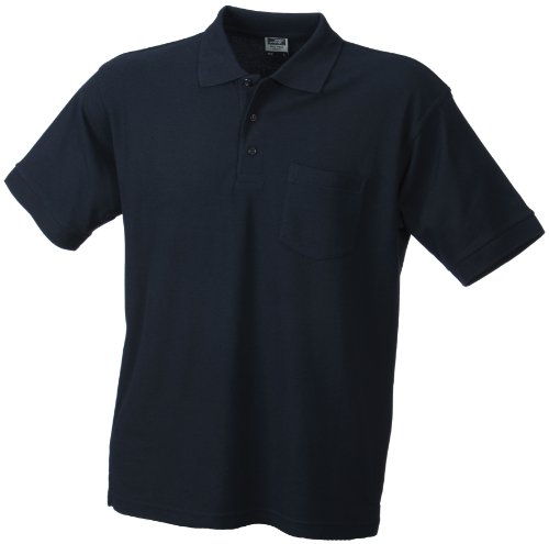 James & Nicholson Herren Polo-Pique-Pocket Poloshirt, Blau (Navy), Medium von James & Nicholson