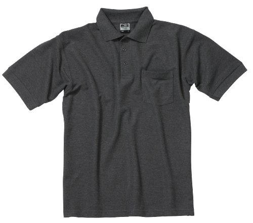 James & Nicholson Herren Polo-Pique-Pocket Poloshirt, Grau (greyheather), Medium von James & Nicholson