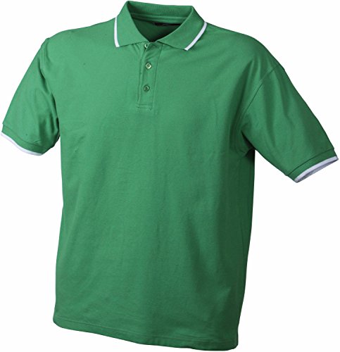 James & Nicholson Herren Polo Tipping Poloshirt, Grün (Frog-White), Large von James & Nicholson