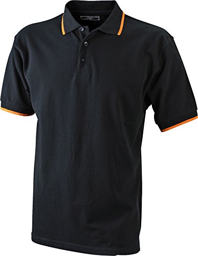 James & Nicholson Herren Polo Tipping Poloshirt, Schwarz (Black/Orange), Large von James & Nicholson