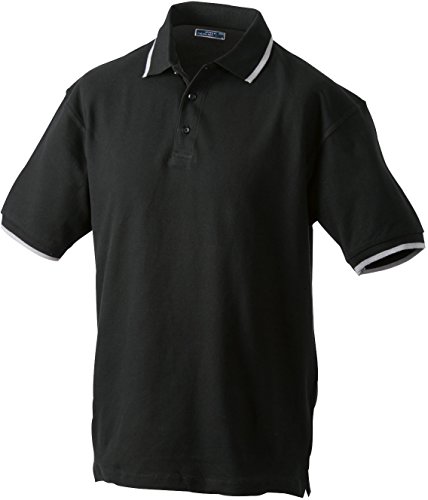 James & Nicholson Herren Polo Tipping Poloshirt, Schwarz (Black/Silver), XX-Large von James & Nicholson