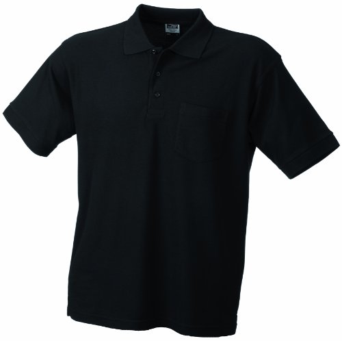 James & Nicholson Herren Polo-Pique-Pocket Poloshirt, Schwarz (Black), Large von James & Nicholson