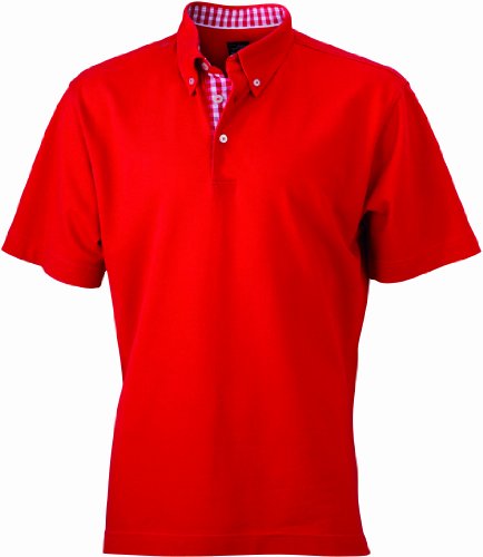 James & Nicholson Herren Poloshirt Poloshirt Men's Plain rot (red/red-white) Large von James & Nicholson