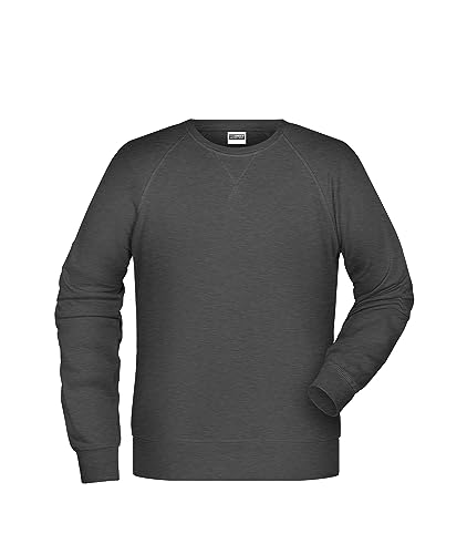 James & Nicholson Herren Raglan Sweatshirt - Sweatshirt im Raglanschnitt aus Bio-Baumwolle | Farbe: black-heather | Grösse: 4XL von James & Nicholson