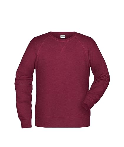 James & Nicholson Herren Raglan Sweatshirt - Sweatshirt im Raglanschnitt aus Bio-Baumwolle | Farbe: Burgundy-Melange | Grösse: 5XL von James & Nicholson