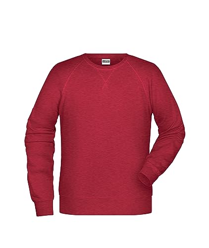 James & Nicholson Herren Raglan Sweatshirt - Sweatshirt im Raglanschnitt aus Bio-Baumwolle | Farbe: Carmine-red-Melange | Grösse: L von James & Nicholson