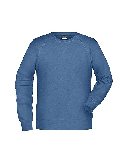 James & Nicholson Herren Raglan Sweatshirt - Sweatshirt im Raglanschnitt aus Bio-Baumwolle | Farbe: light-denim-melange | Grösse: L von James & Nicholson