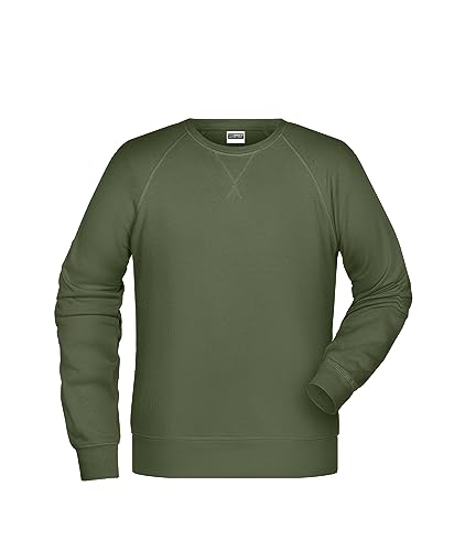 James & Nicholson Herren Raglan Sweatshirt - Sweatshirt im Raglanschnitt aus Bio-Baumwolle | Farbe: Olive | Grösse: 3XL von James & Nicholson