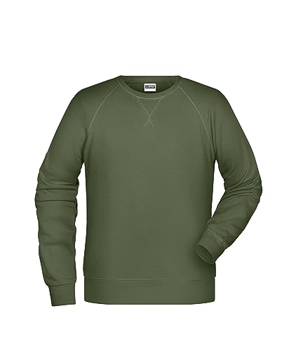 James & Nicholson Herren Raglan Sweatshirt - Sweatshirt im Raglanschnitt aus Bio-Baumwolle | Farbe: olive | Grösse: M von James & Nicholson