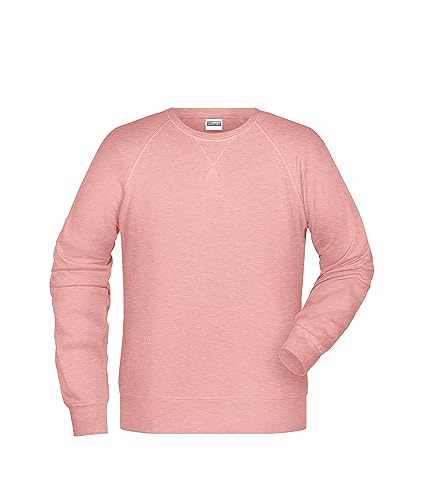 James & Nicholson Herren Raglan Sweatshirt - Sweatshirt im Raglanschnitt aus Bio-Baumwolle | Farbe: Rose-Melange | Grösse: L von James & Nicholson