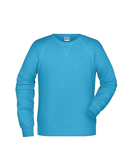 James & Nicholson Herren Raglan Sweatshirt - Sweatshirt im Raglanschnitt aus Bio-Baumwolle | Farbe: turquoise | Grösse: L von James & Nicholson
