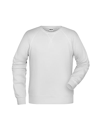 James & Nicholson Herren Raglan Sweatshirt - Sweatshirt im Raglanschnitt aus Bio-Baumwolle | Farbe: White | Grösse: 4XL von James & Nicholson