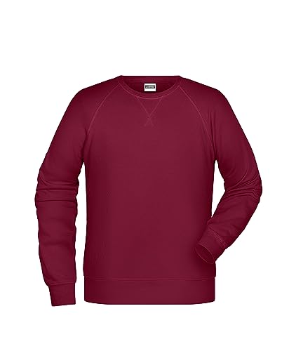 James & Nicholson Herren Raglan Sweatshirt - Sweatshirt im Raglanschnitt aus Bio-Baumwolle | Farbe: Wine | Grösse: S von James & Nicholson