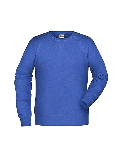 James & Nicholson Herren Raglan Sweatshirt - Sweatshirt im Raglanschnitt aus Bio-Baumwolle | Farbe: royal-Heather | Grösse: 4XL von James & Nicholson