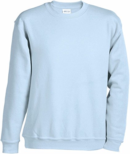 James & Nicholson Herren Round-Sweat-Heavy Sweatshirt, Blau (Light-Blue), X-Large von James & Nicholson