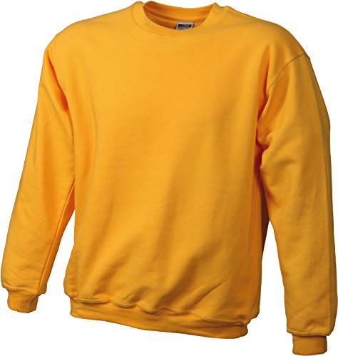 James & Nicholson Herren Round-Sweat-Heavy Sweatshirt, Gelb (Gold-Yellow), Large von James & Nicholson