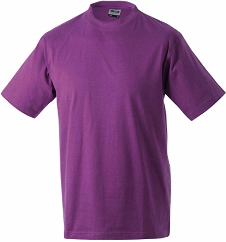 James & Nicholson Herren Round-T-Heavy T-Shirt, Rot (Purple), X-Large von James & Nicholson