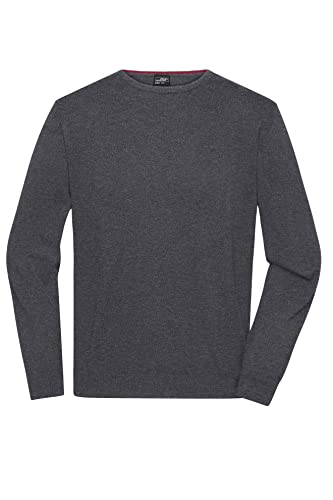 James & Nicholson Herren Roundneck-Pullover - Klassischer Baumwoll-Pullover | Farbe: anthracite-melange | Grösse: L von James & Nicholson