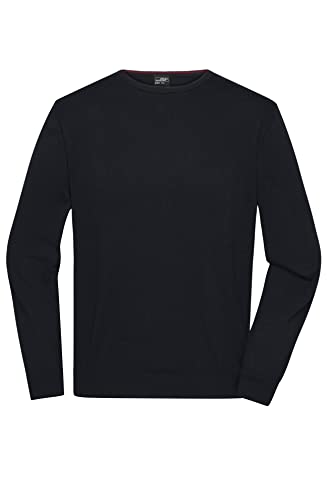 James & Nicholson Herren Roundneck-Pullover - Klassischer Baumwoll-Pullover | Farbe: black | Grösse: M von James & Nicholson