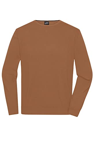 James & Nicholson Herren Roundneck-Pullover - Klassischer Baumwoll-Pullover | Farbe: Camel | Grösse: S von James & Nicholson