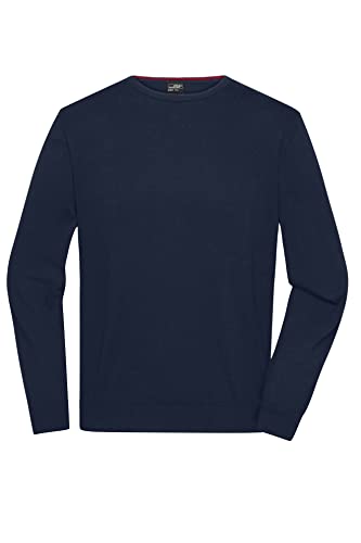 James & Nicholson Herren Roundneck-Pullover - Klassischer Baumwoll-Pullover | Farbe: Navy | Grösse: M von James & Nicholson