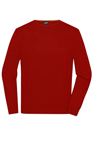 James & Nicholson Herren Roundneck-Pullover - Klassischer Baumwoll-Pullover | Farbe: red | Grösse: 3XL von James & Nicholson