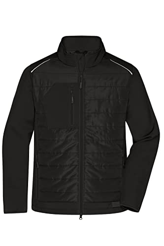 James & Nicholson Herren Softshell Hybridjacke - Softshelljacke im Materialmix mit gesteppten Einsätzen und Stehkragen | Farbe: black/black | Grösse: 3XL von James & Nicholson