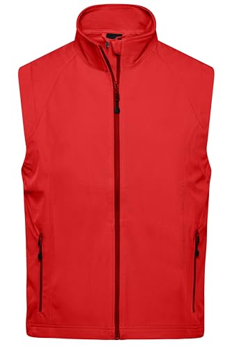 James & Nicholson Herren Softshell Weste - Praktische Weste aus elastischem Softshell | Farbe: red | Grösse: XXL von James & Nicholson