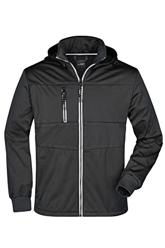 James & Nicholson Herren Softshelljacke maritim - Funktionale Softshell Jacke mit vielen Extras | Farbe: black/black/white | Grösse: M von James & Nicholson