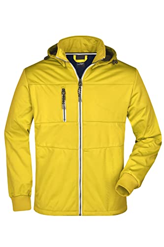 James & Nicholson Herren Softshelljacke maritim - Funktionale Softshell Jacke mit vielen Extras | Farbe: sun-yellow/navy/white | Grösse: XL von James & Nicholson