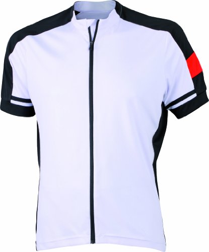 James & Nicholson Herren Sport Top Radtrikots Bike-T Full Zip weiß (white) Medium von James & Nicholson