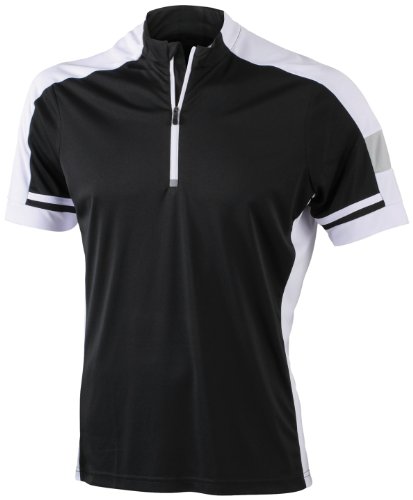 James & Nicholson Herren Sport Top Radtrikots Bike-T-Half Zip schwarz (black) Large von James & Nicholson