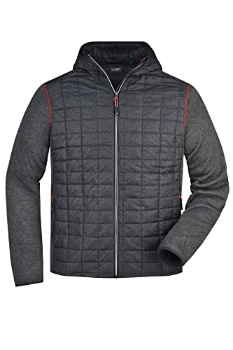 James & Nicholson Herren Strickfleece Hybridjacke - Stylische Jacke in trendigem Materialmix | Farbe: grey-melange/anthracite-melange | Grösse: XXL von James & Nicholson