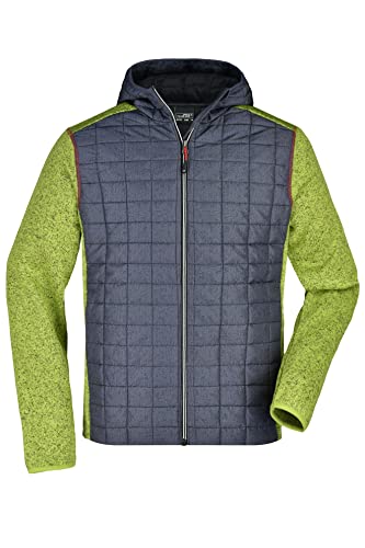 James & Nicholson Herren Strickfleece Hybridjacke - Stylische Jacke in trendigem Materialmix | Farbe: kiwi-melange/anthracite-melange | Grösse: 3XL von James & Nicholson