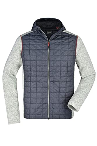 James & Nicholson Herren Strickfleece Hybridjacke - Stylische Jacke in trendigem Materialmix | Farbe: light-melange/anthracite-melange | Grösse: 3XL von James & Nicholson