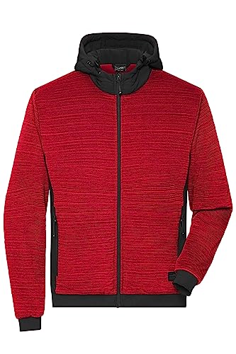 James & Nicholson Herren Strickfleece Jacke - Jacke aus pflegeleichtem Strickfleece mit DuPont™ Sorona® Wattierung | Farbe: red-melange/black | Grösse: 5XL von James & Nicholson