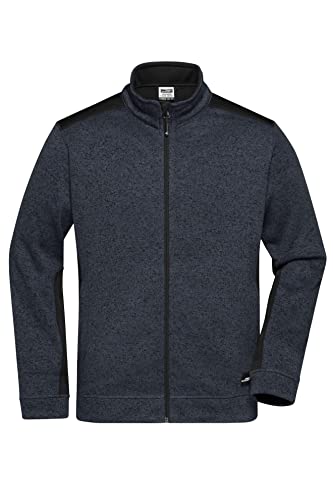 James & Nicholson Herren Strickfleece Workwear Jacke - Praktische Fleecejacke aus hochwertigem Strickfleece | Farbe: carbon-melange/black | Grösse: XXL von James & Nicholson