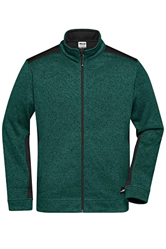 James & Nicholson Herren Strickfleece Workwear Jacke - Praktische Fleecejacke aus hochwertigem Strickfleece | Farbe: dark-green-melange/black | Grösse: 3XL von James & Nicholson