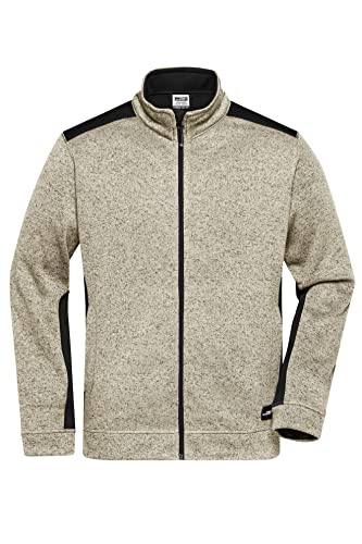 James & Nicholson Herren Strickfleece Workwear Jacke - Praktische Fleecejacke aus hochwertigem Strickfleece | Farbe: stone-melange/black | Grösse: 3XL von James & Nicholson