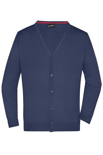 James & Nicholson Herren Strickjacke - Leichter Cardigan aus hochwertiger Baumwolle | Farbe: navy | Grösse: M von James & Nicholson