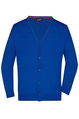 James & Nicholson Herren Strickjacke - Leichter Cardigan aus hochwertiger Baumwolle | Farbe: royal | Grösse: L von James & Nicholson