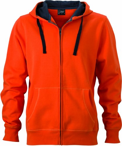 James & Nicholson Herren Sweatjacke, Orange (dark-orange/carbon), Medium von James & Nicholson